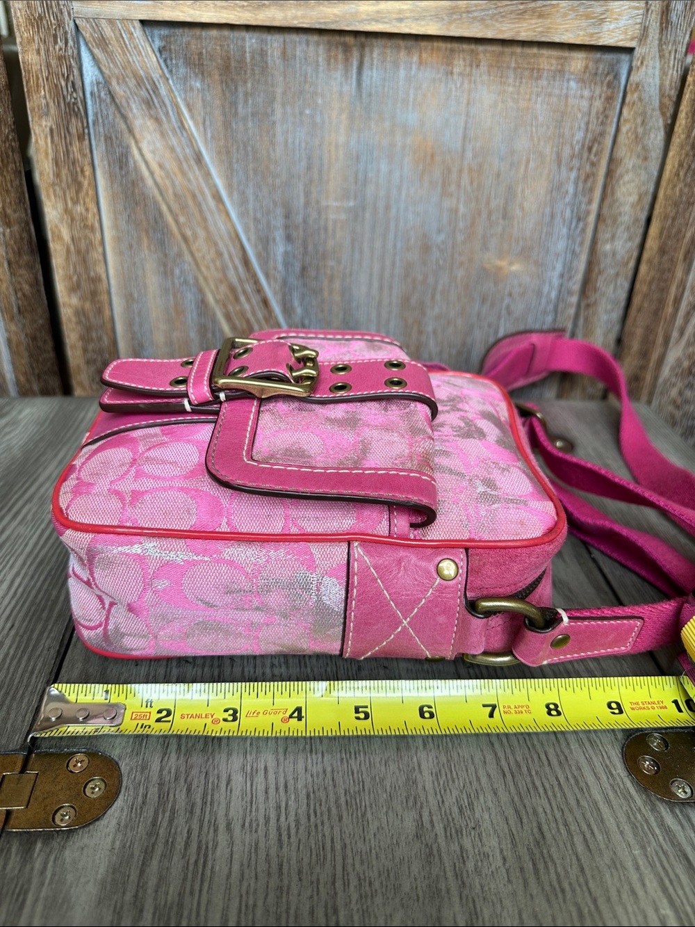 Coach Vintage Y2K Pink Fuchsia Signature C Logo Crossbody Purse Style 2187 - Picture 11 of 14